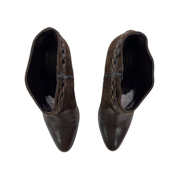 Diane Von Furstenberg Leather Ankle Booties Braided Studded Brown Suede Size 7.5 - Picture 14 of 16